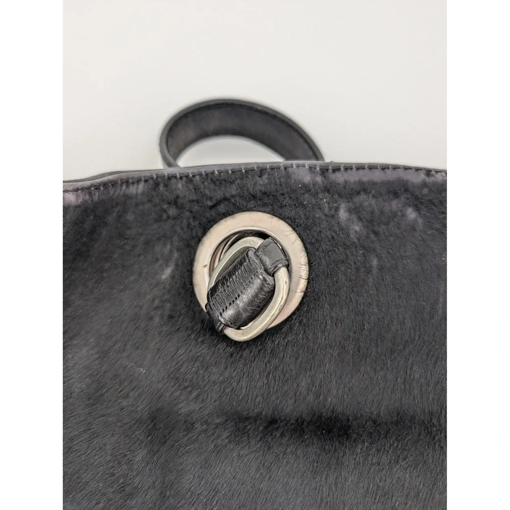 Tote Le Monde Backpack Shoulder Bag Black Leather Calf Hair Lagenlook Boho Chic